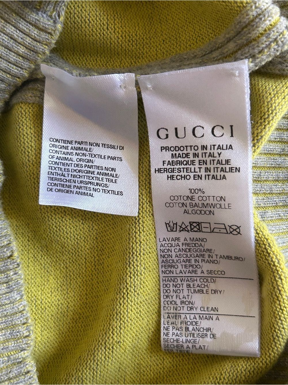 Gucci Kids Gray Yellow Contrast Trim Interlocking G Knit Cardigan Size 8 - Picture 5 of 8